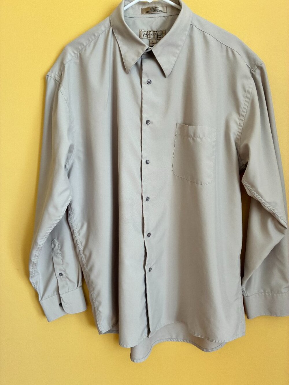 Croft & Barrow taupe button front long sleeve dress shirt L 36